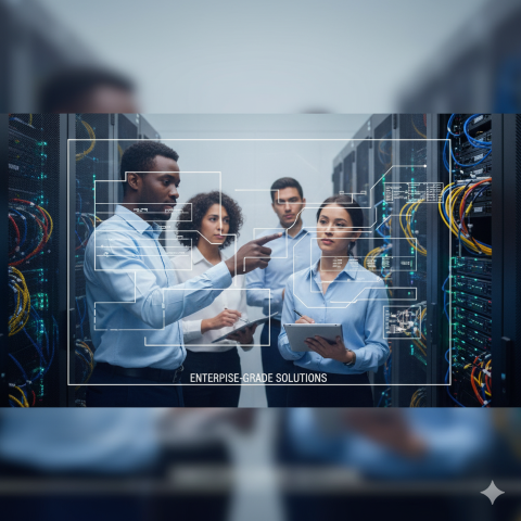 FullControlVPN team working on enterprise network security infrastructure and VPN solutions for SMBs